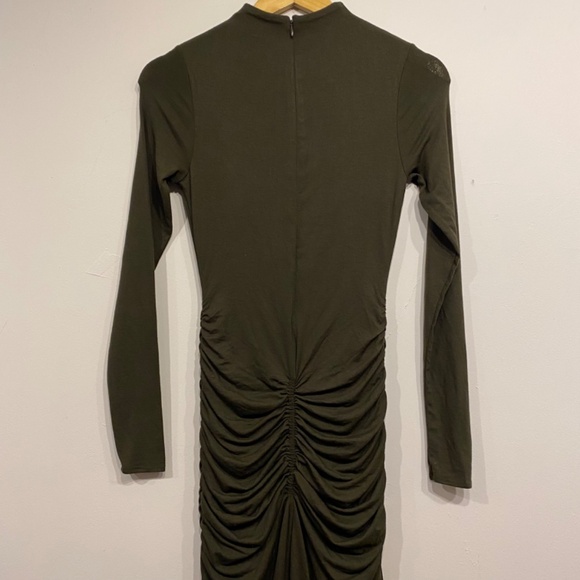 Naked Wardrobe Green High Neck Long Sleeve Stretchy Ruched Occasion Maxi Dress S - Picture 3 of 7